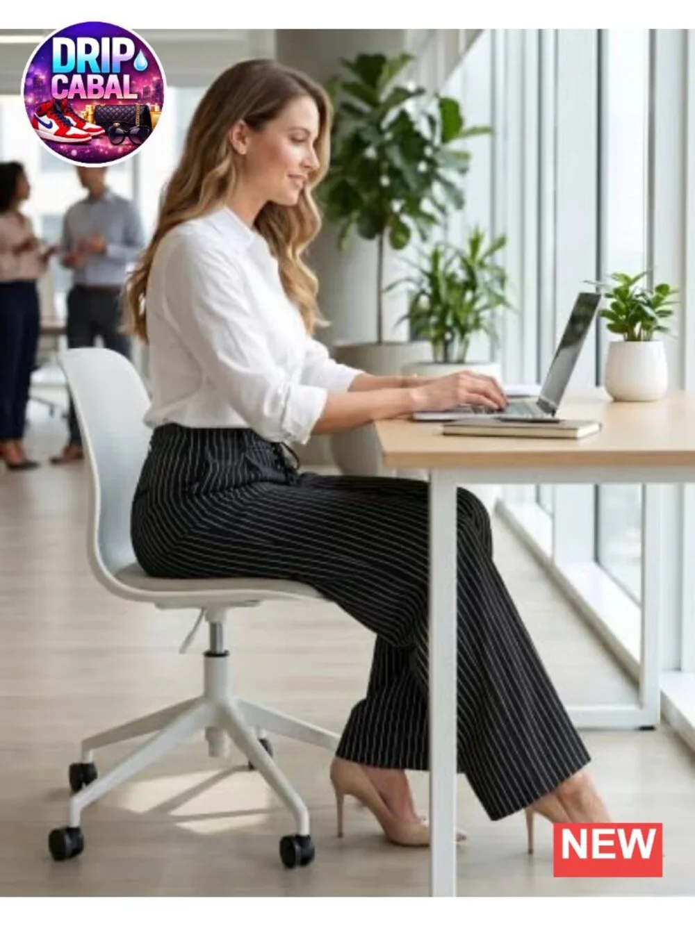 Wide Leg Pants for Women Striped Drawstring Back Elastic Waist Trousers Casual